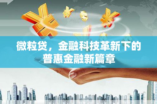 利辛微粒贷，金融科技革新下的普惠金融新篇章
