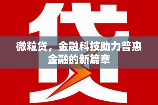利辛微粒贷，金融科技助力普惠金融的新篇章