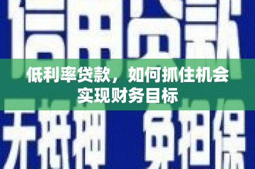 利辛低利率贷款，如何抓住机会实现财务目标