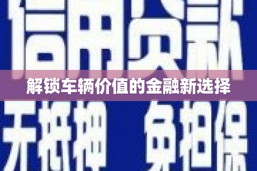 利辛解锁车辆价值的金融新选择
