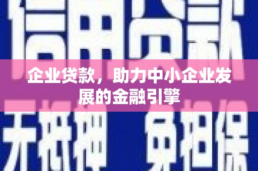 利辛企业贷款，助力中小企业发展的金融引擎