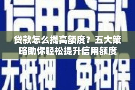 利辛贷款怎么提高额度？五大策略助你轻松提升信用额度