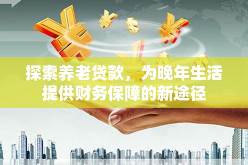 利辛探索养老贷款，为晚年生活提供财务保障的新途径