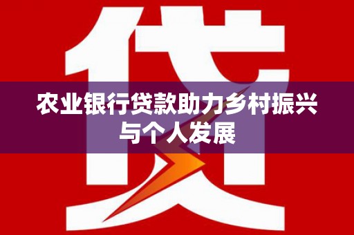利辛农业银行贷款助力乡村振兴与个人发展