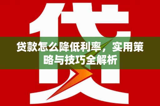 利辛贷款怎么降低利率，实用策略与技巧全解析