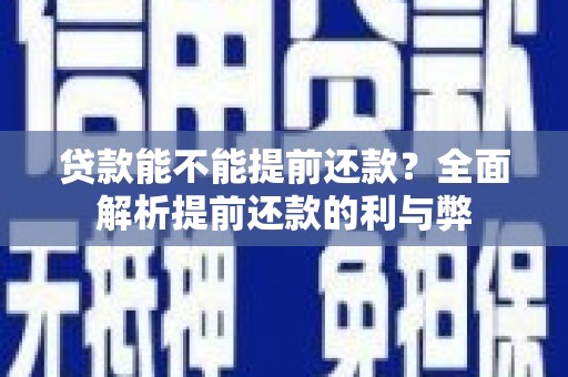 利辛贷款能不能提前还款？全面解析提前还款的利与弊