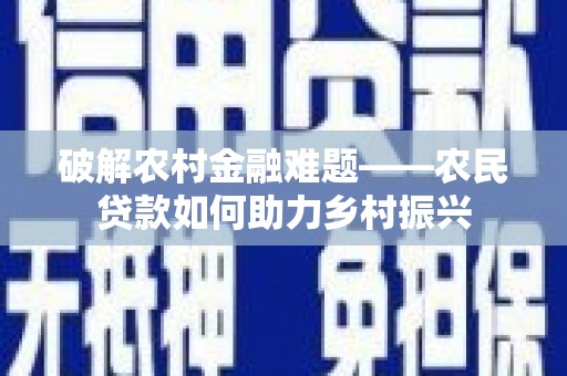 利辛破解农村金融难题——农民贷款如何助力乡村振兴