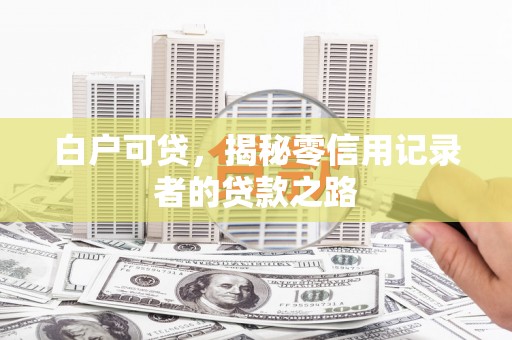 利辛白户可贷，揭秘零信用记录者的贷款之路