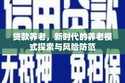 利辛贷款养老，新时代的养老模式探索与风险防范